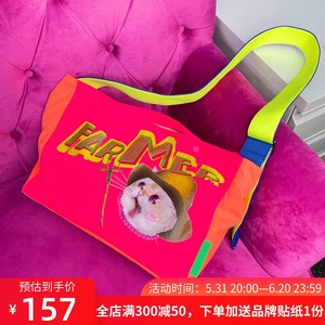 SIF商店原创时尚斜挎单肩猫咪学生大容量荧光红色邮差包番茄口袋