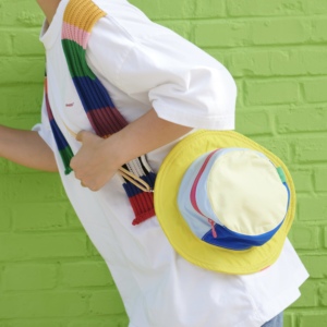 SIF商店新款原创多巴胺撞色可爱单肩斜挎帆布个性时尚少女帽子包