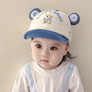 婴儿帽子春秋薄款小月龄男宝宝鸭舌帽可爱幼儿春天小童遮阳棒球帽