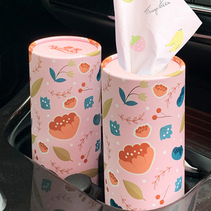 惠曼车载纸巾盒抽纸高端可湿水面巾餐巾纸圆筒桶汽车专用图案印花