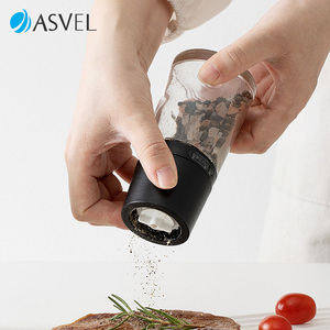 日本asvel研磨器手动白黑胡椒粒花椒粉芝麻海盐家用调味瓶调料罐