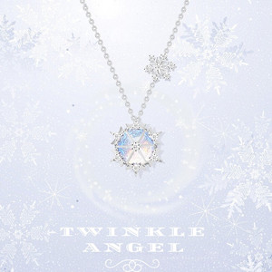 Twinkle Angel极光梦幻雪花铂金项链女士S925银锁骨链情人节礼物