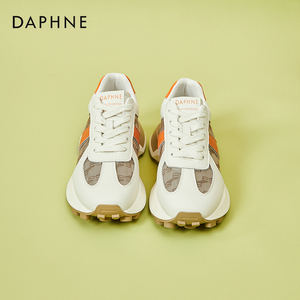 达芙妮Daphne ~真皮轻便阿甘鞋女鞋原宿风厚底网面透气华夫运动鞋