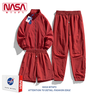 NASA WTAPS夏季山系薄款冰丝运动套装男女夏季裤子夹克速干三件套