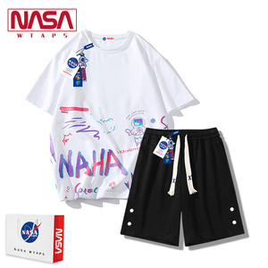 NASA WTAPS旗舰店休闲套装男夏季ins潮流短袖女宽松港风运动短裤