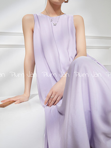 Plum Jan/多巴胺穿搭春天紫色连衣裙女今年流行漂亮茶歇法式长裙