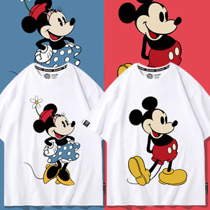 米奇米妮联名情侣装夏季短袖T恤女迪士尼米老鼠周边纯棉衣服体恤