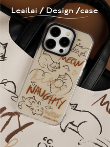 了艾来 慵懒猫咪原创适用iPhone15pro双层13pro max全包12pro创意13苹果防摔手机壳14plus可爱少女个性镜头框