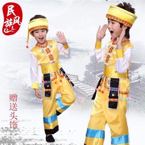 民族服装儿童壮族舞蹈表演服男女苗族演出服傣族葫芦丝演出服
