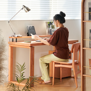 实木书桌电脑桌工作台桌子卧室女生长方形办公桌简约现代家用学习