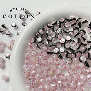 Cotton【樱花魔法】琉璃银箔玻璃圆珠日系粉黑DIY串珠手链材料