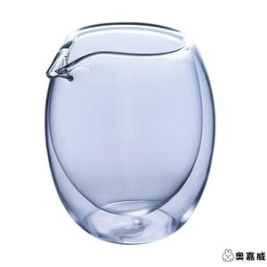 中式透明玻璃双层公道杯家用隔热公杯分茶器功夫小茶壶倒茶杯茶道