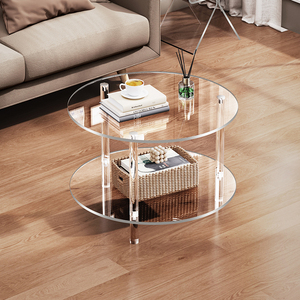 亚克力透明茶几客厅家用小户型沙发边几现代简易圆形茶几小桌子