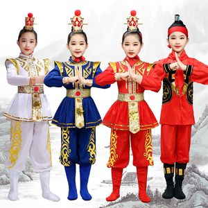儿童花木兰演出服舞蹈戏曲表演服男女童古代士兵盔甲将军演出服装
