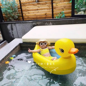 婴儿童游泳池加厚小黄鸭充气浴盆可折叠洗澡盆便携泡澡桶外出旅行