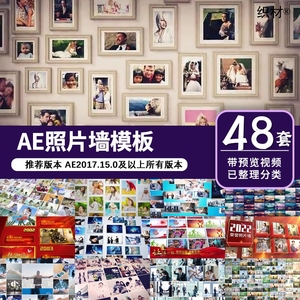 AE模板照片墙照片汇聚公司企业家庭人员电子相册视频素材代改制