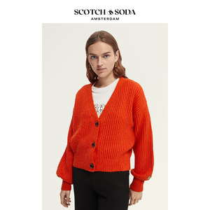 Scotch&Soda荷兰苏打春季新款 法式V领落肩时尚开衫针织衫女装