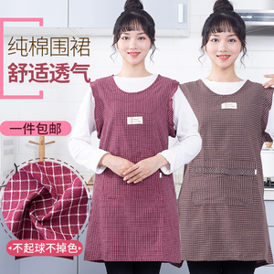 新款纯棉围裙女夏季家用厨房罩衣做饭背带围腰薄款无袖时尚工作服