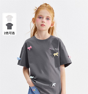 [凉感抑菌]mini小平鸟童装女童中长款短袖T恤儿童2024夏装多巴胺