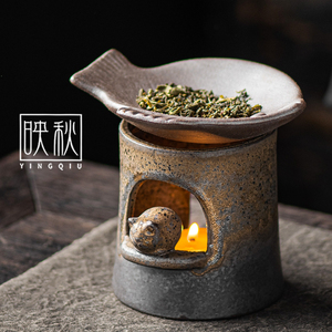 禅意萌猫炒茶叶提香器粗陶蜡烛加热烤茶炉陶瓷烘焙醒茶暖茶小炉子