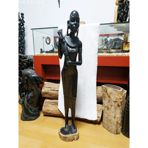 非洲黑木雕人物  少女人像  肯尼亚家居民宿红木收藏摆件