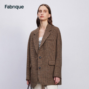 Fabrique【淡雅白茶】美拉德风格纹羊毛西装外套女秋冬新款上衣