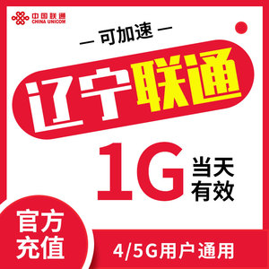 辽宁联通 流量日包 1天1G 漫游支持4/5G手机充值即时到账可提速ZC