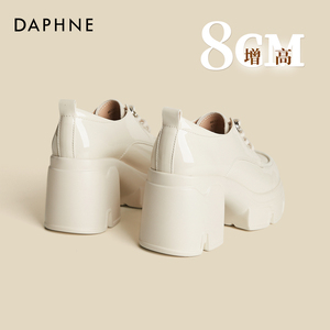 达芙妮/Daphne高跟厚底乐福鞋女新款春季增高8CM校园风法式小皮鞋