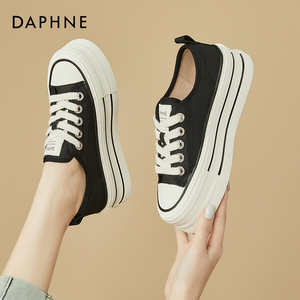 Daphne/达芙妮透气吸汗 板鞋女厚底2024年夏季新款休闲百搭女鞋