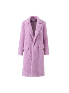 ZADATA女装新款欧美风休闲百搭气质显瘦法式粉色羊绒圈外套大衣