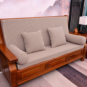 老式红木沙发垫坐垫带靠背防滑实木加厚海绵垫子木制椅垫四季通用