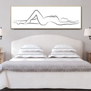 黑白个性艺术人体装饰画极简线条抽象美女床头壁画沙发卧室墙挂画