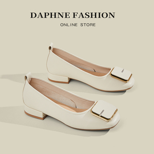 Daphne/达芙妮一脚蹬软底不累脚单鞋2024夏季新款粗跟浅口工作鞋