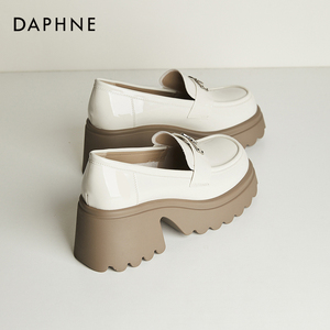 达芙妮/Daphne 增高7CM~小皮鞋女春季新款单鞋厚底学院风乐福鞋