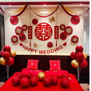 出阁房间布置婚房布置套装中国风新娘房间布置R婚房布置扇花婚庆