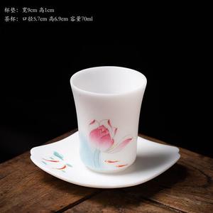 fw张丽娇大师手绘冰种茶具高端羊脂玉白瓷茶杯主人杯陶瓷功夫茶壶