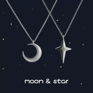 原创设计星月情侣项链星星项链月亮钛钢不锈钢项链学生情侣项链