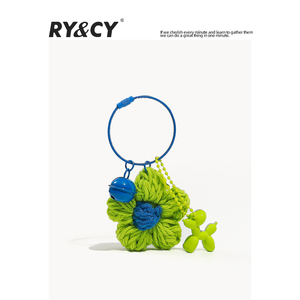rycr原创设计针织花朵包包背包挂件精致女可爱毛绒钥匙扣挂饰潮