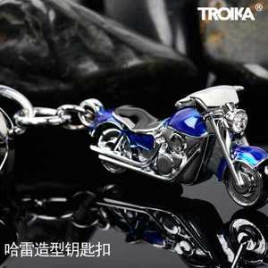 Troika钥匙扣男 个性创意挂件简约摩托车钥匙链不锈钢机车钥匙扣