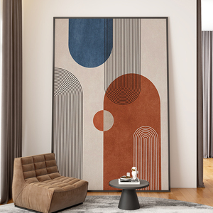 现代轻奢复古色抽象线条装饰画客厅沙发背景墙挂画大尺寸玄关壁画