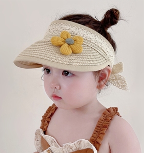 宝宝遮阳帽婴儿防晒帽儿童太阳帽夏季女童幼儿空顶帽蕾丝花朵公主
