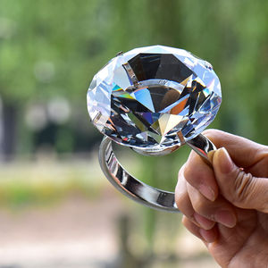 80mm水晶超大钻戒 钻石大戒指婚庆道具求婚礼品520情人节生日礼物