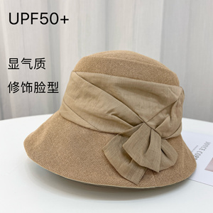 日本设计棉麻盆帽女布帽文艺渔夫帽遮阳帽春夏太阳帽帽子新款和纸