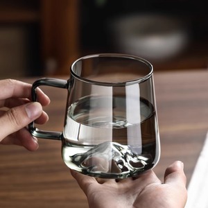 玻璃杯日式大容量家用水杯耐高温加厚泡茶杯创意观山杯泡绿茶杯子