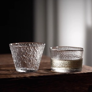 轻奢锤纹玻璃清酒杯透明复古白酒烈酒杯日式清酒具温酒器杯具套装
