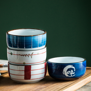 纯手绘日式米饭碗汤碗创意餐具网红陶瓷碗盘套装吃饭小碗复古商用