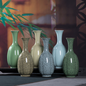 龙泉青瓷创意陶瓷干花水培花器简约客厅家居插花装饰品小花瓶摆件