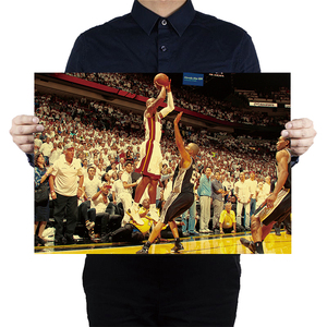 雷阿伦绝杀马刺海报NBA篮球明星复古牛皮纸海报宿舍壁纸装饰贴画