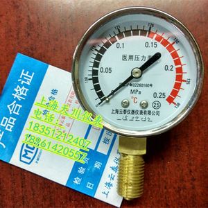 上海云泰医用压力表Y60 0-0.25MPa 温度量程0-138℃ 博讯灭菌器用