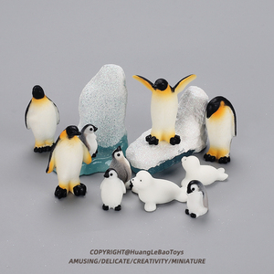 迷你可爱企鹅套装微缩仿真海洋动物模型玩具办公桌面装饰静态摆件